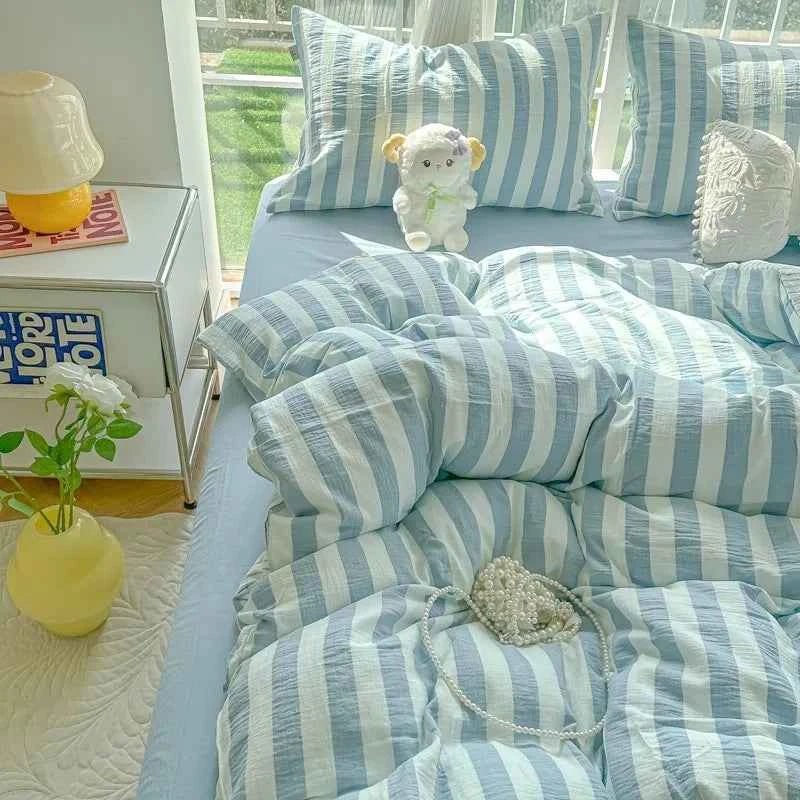 Sky Blue Stripe Bedding Set