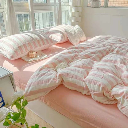 Blush Pink Stripe Bedding Set