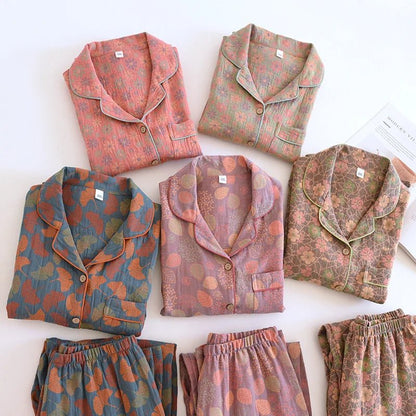 Ginkgo Garden Cotton Pajama Set - WhisperLinens