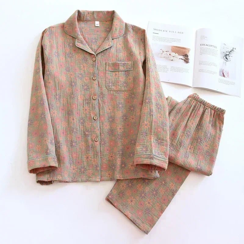 Ginkgo Garden Cotton Pajama Set - WhisperLinens