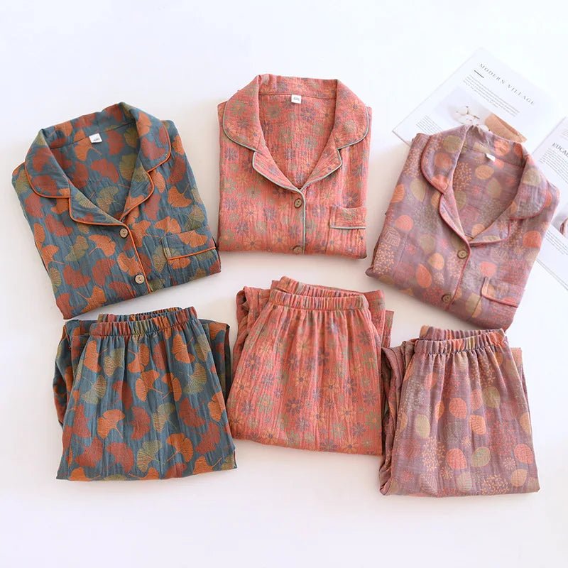 Ginkgo Garden Cotton Pajama Set - WhisperLinens