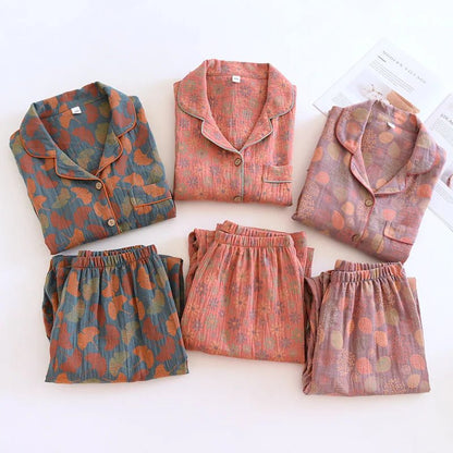 Ginkgo Garden Cotton Pajama Set - WhisperLinens