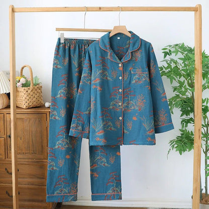 Ginkgo Garden Cotton Pajama Set - WhisperLinens