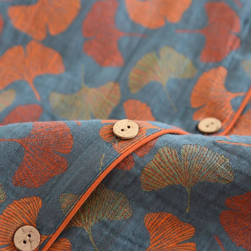 Ginkgo Garden Cotton Pajama Set - WhisperLinens