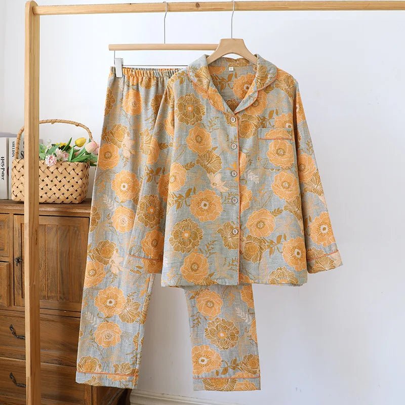 Ginkgo Garden Cotton Pajama Set - WhisperLinens