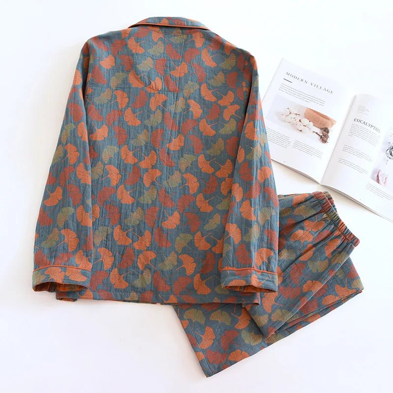Ginkgo Garden Cotton Pajama Set - WhisperLinens