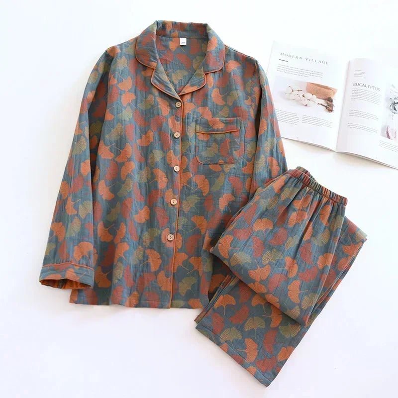 Ginkgo Garden Cotton Pajama Set - WhisperLinens
