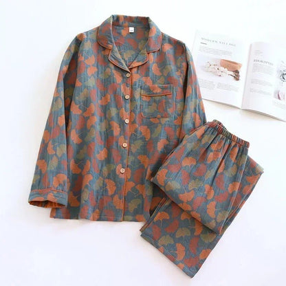 Ginkgo Garden Cotton Pajama Set - WhisperLinens