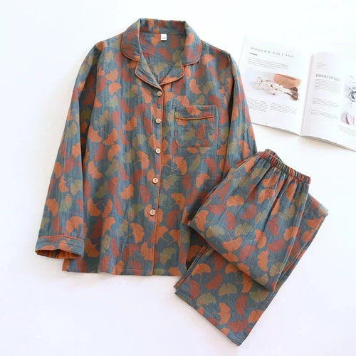 Ginkgo Garden Cotton Pajama Set - WhisperLinens