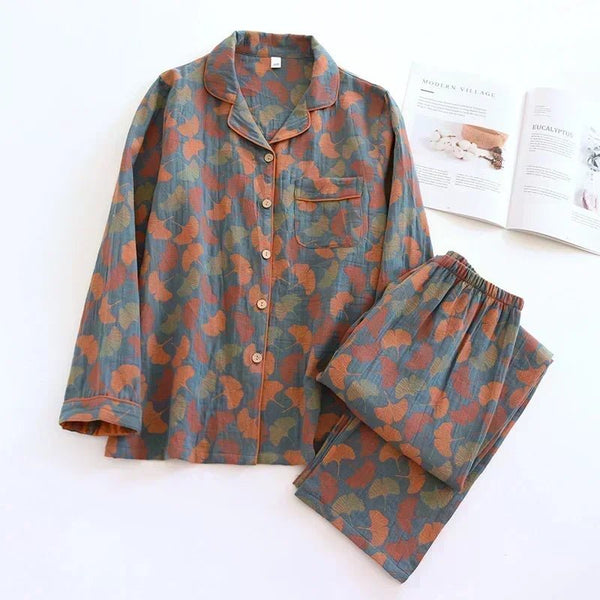 Ginkgo Garden Cotton Pajama Set - WhisperLinens