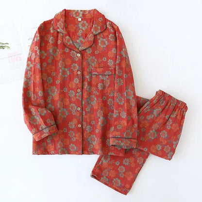 Ginkgo Garden Cotton Pajama Set - WhisperLinens