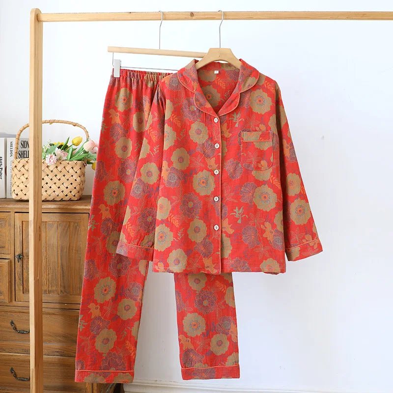 Ginkgo Garden Cotton Pajama Set - WhisperLinens