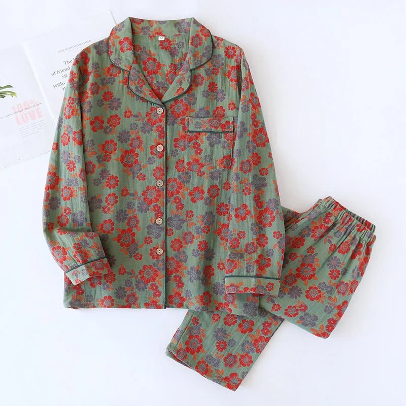Ginkgo Garden Cotton Pajama Set - WhisperLinens