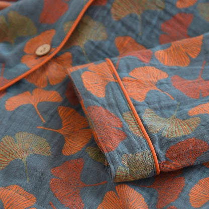 Ginkgo Garden Cotton Pajama Set - WhisperLinens
