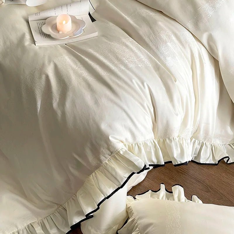 Ivory Ruffle Cotton Duvet Cover Set