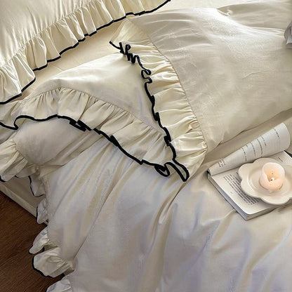Ivory Ruffle Cotton Duvet Cover Set