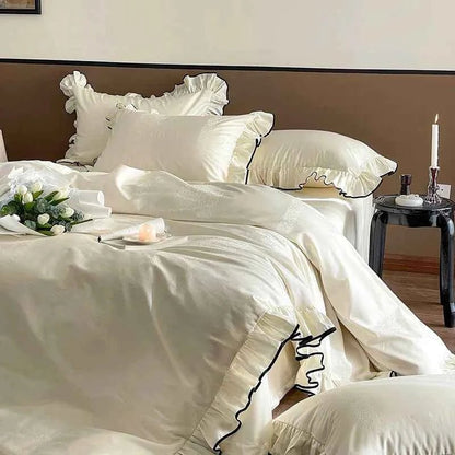 Ivory Ruffle Cotton Duvet Cover Set