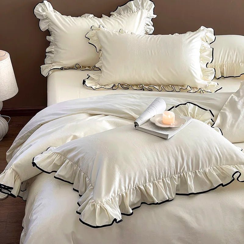 Ivory Ruffle Cotton Duvet Cover Set