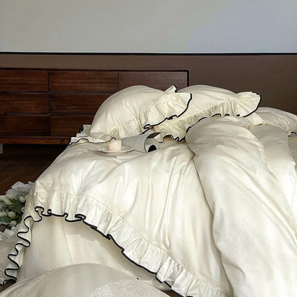 Ivory Ruffle Cotton Duvet Cover Set