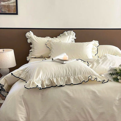 Ivory Ruffle Cotton Duvet Cover Set