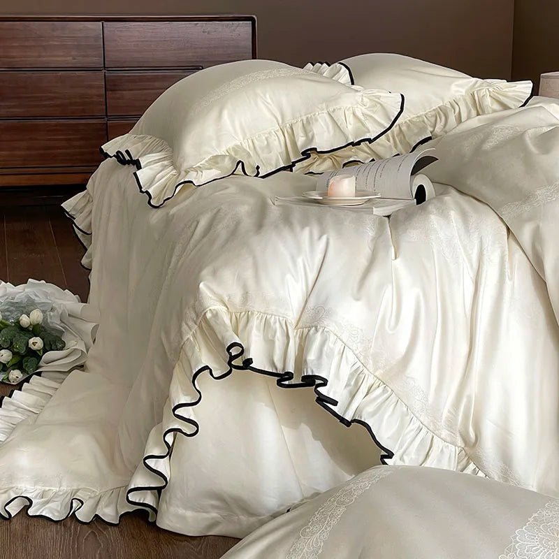 Ivory Ruffle Cotton Duvet Cover Set