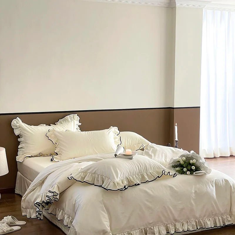 Ivory Ruffle Cotton Duvet Cover Set