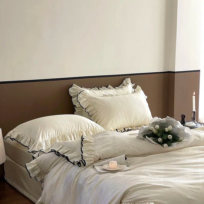 Ivory Ruffle Cotton Duvet Cover Set