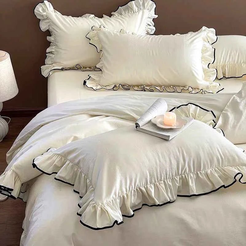 Ivory Ruffle Cotton Duvet Cover Set