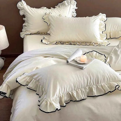 Ivory Ruffle Cotton Duvet Cover Set