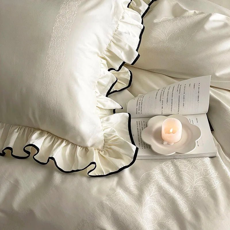 Ivory Ruffle Cotton Duvet Cover Set