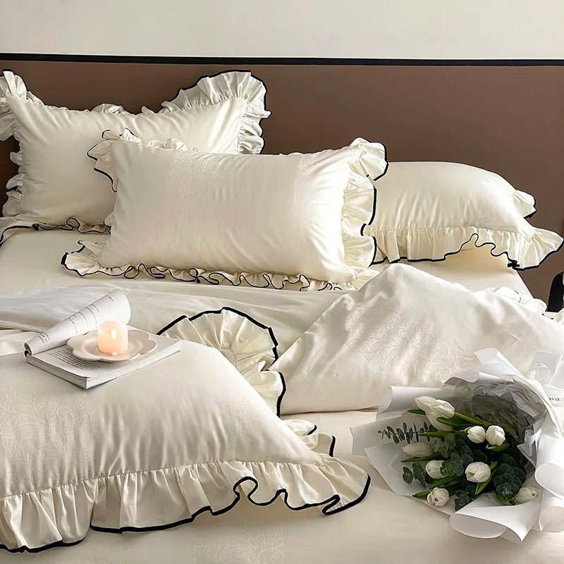 Ivory Ruffle Cotton Duvet Cover Set