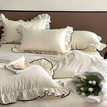 Ivory Ruffle Cotton Duvet Cover Set
