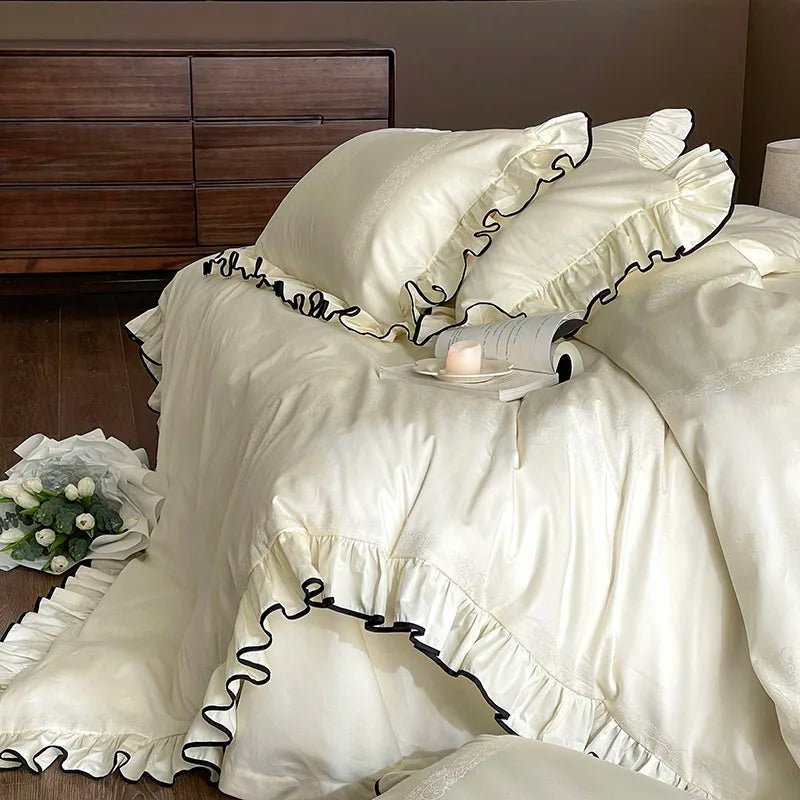 Ivory Ruffle Cotton Duvet Cover Set