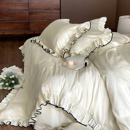 Ivory Ruffle Cotton Duvet Cover Set