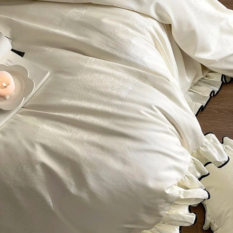 Ivory Ruffle Cotton Duvet Cover Set