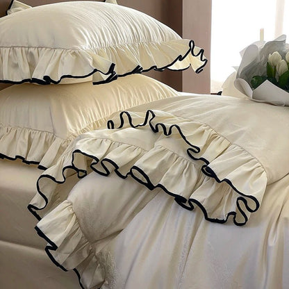 Ivory Ruffle Cotton Duvet Cover Set
