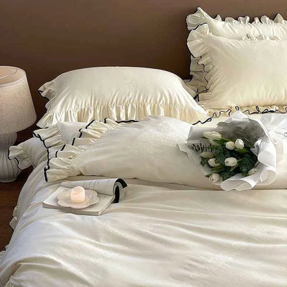 Ivory Ruffle Cotton Duvet Cover Set