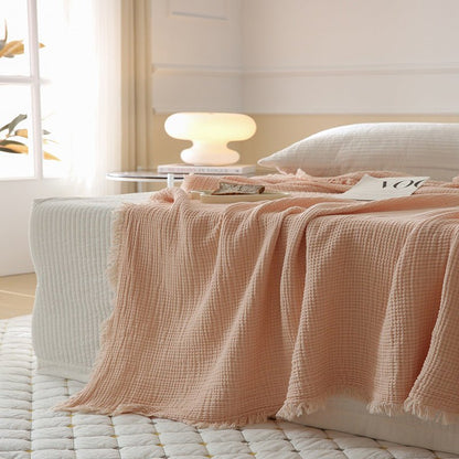 Willow Muslin Gauze Throw Blanket - Silver Gray - WhisperLinens