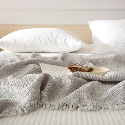 Willow Muslin Gauze Throw Blanket - Silver Gray - WhisperLinens
