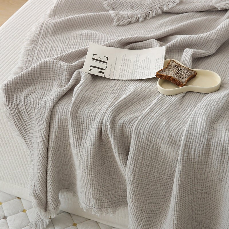 Willow Muslin Gauze Throw Blanket - Silver Gray - WhisperLinens