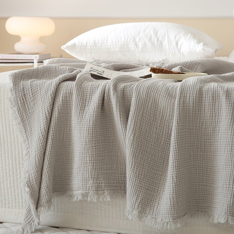 Willow Muslin Gauze Throw Blanket - Silver Gray - WhisperLinens