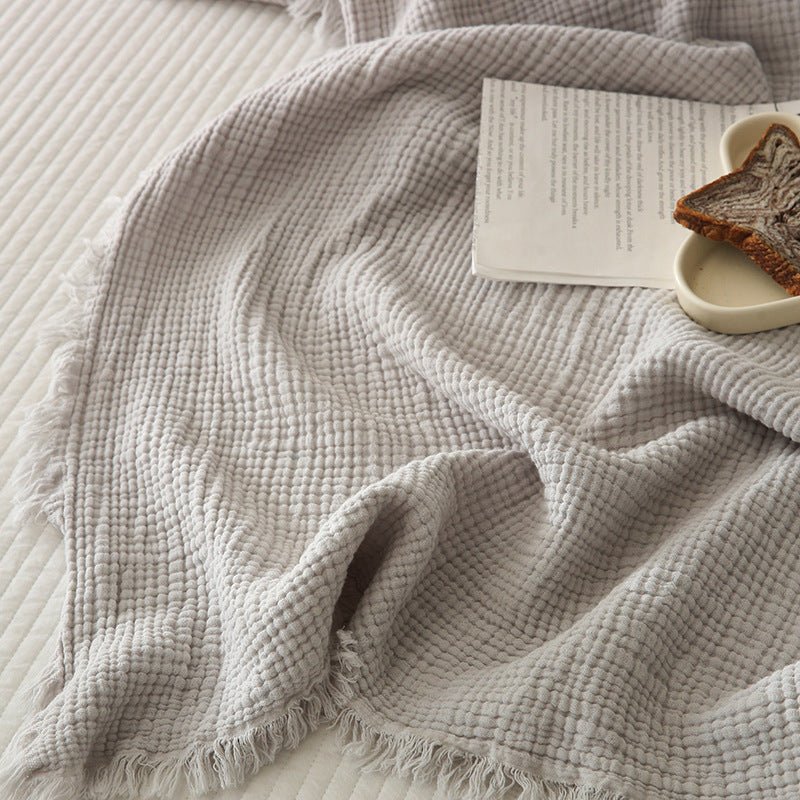 Willow Muslin Gauze Throw Blanket - Silver Gray - WhisperLinens