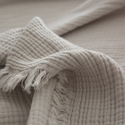 Willow Muslin Gauze Throw Blanket - Silver Gray - WhisperLinens