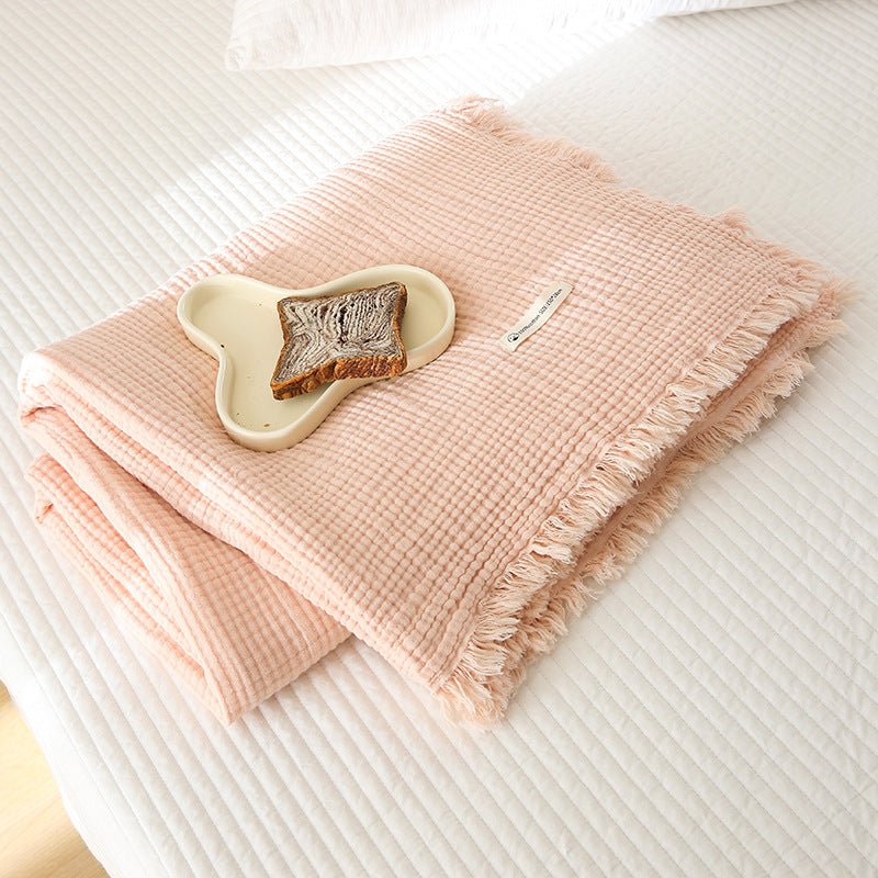 Willow Muslin Gauze Throw Blanket - Pink - WhisperLinens