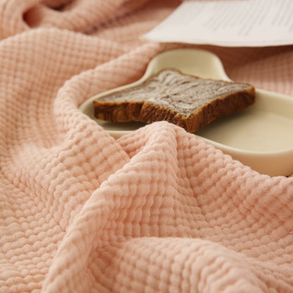 Willow Muslin Gauze Throw Blanket - Pink - WhisperLinens