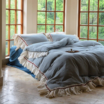Linden Ruffle Trim Cotton Bedding Set - WhisperLinens