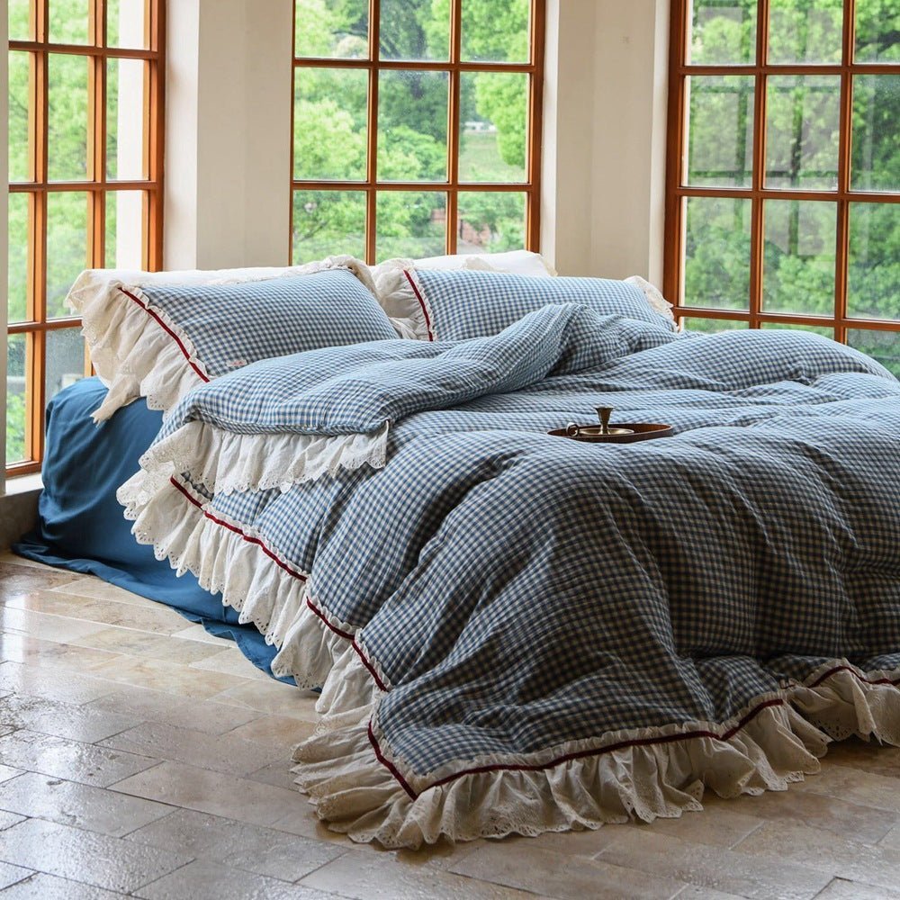 Linden Ruffle Trim Cotton Bedding Set - WhisperLinens
