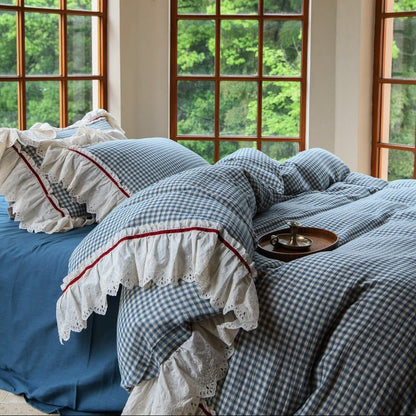 Linden Ruffle Trim Cotton Bedding Set - WhisperLinens