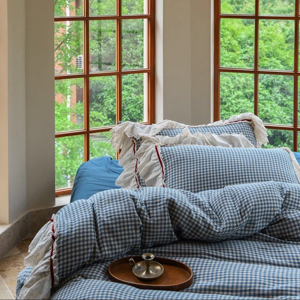 Linden Ruffle Trim Cotton Bedding Set - WhisperLinens