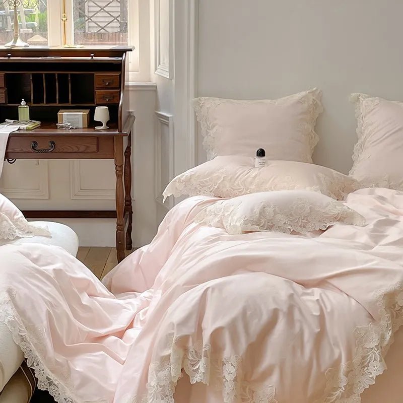 Luxe Lace Cotton Bedding Set - WhisperLinens
